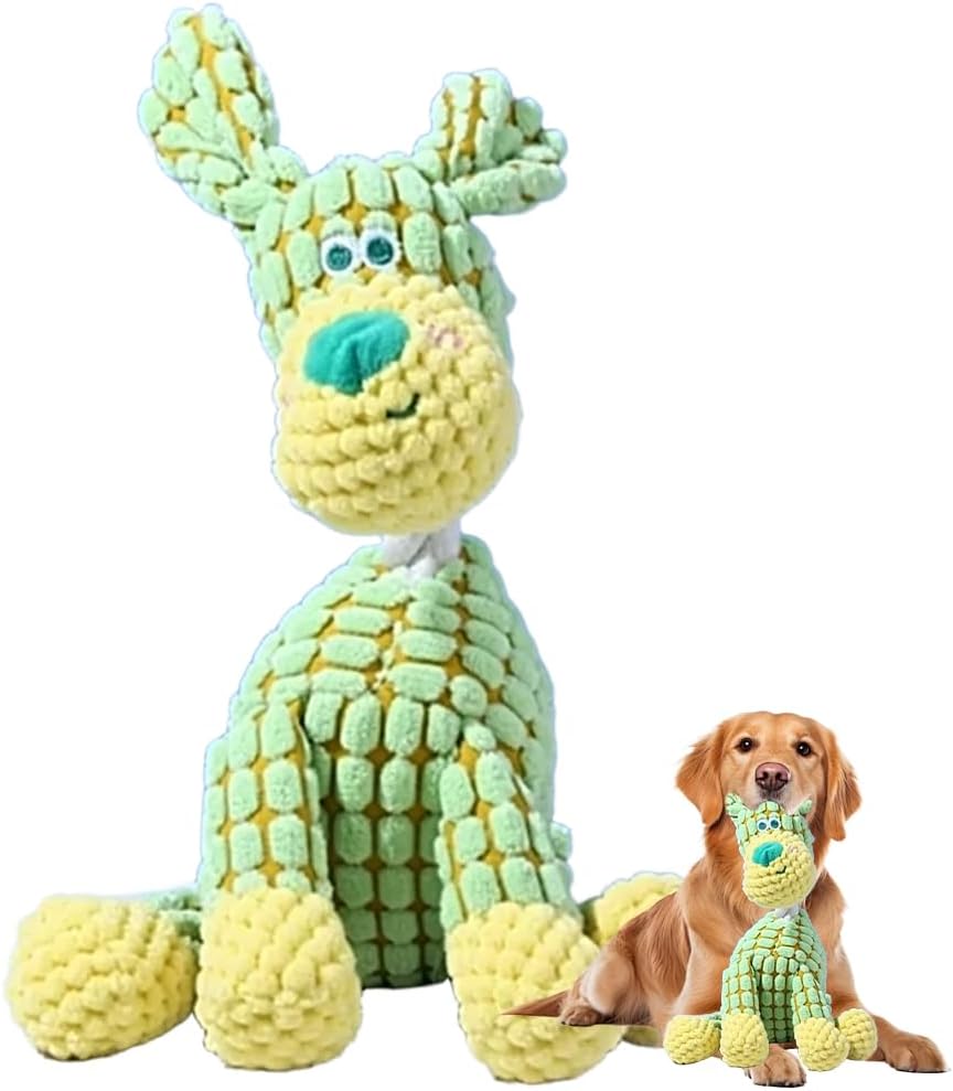 2026 New Dog Toys, Indestructible Plush Dog Toy for Aggressive Chewers, Interactive Squeaky Soft Puppy Chew Toy, Durable Teething Toys for Small Medium Large Dogs (Green)