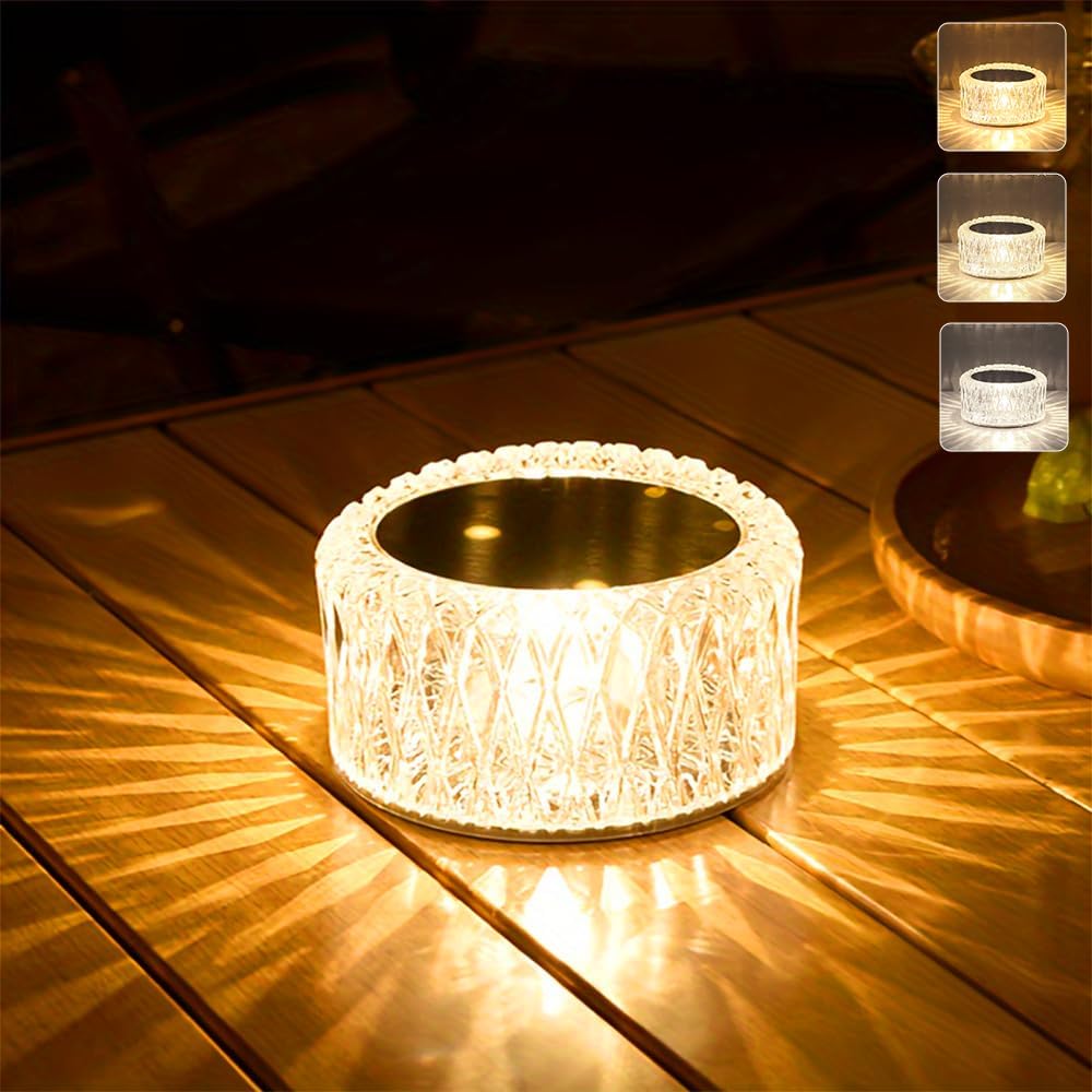 Portable Crystal LED Table Lamp, 3-...