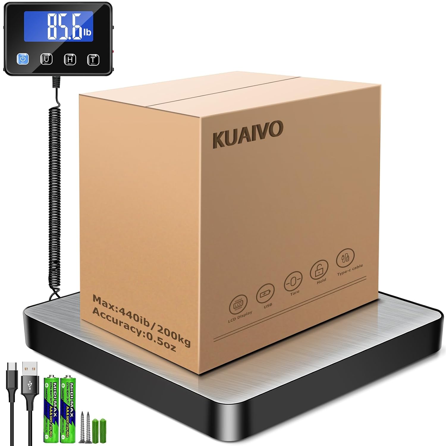 KUAIVO Shipping Scale, 440lb/0.35oz...