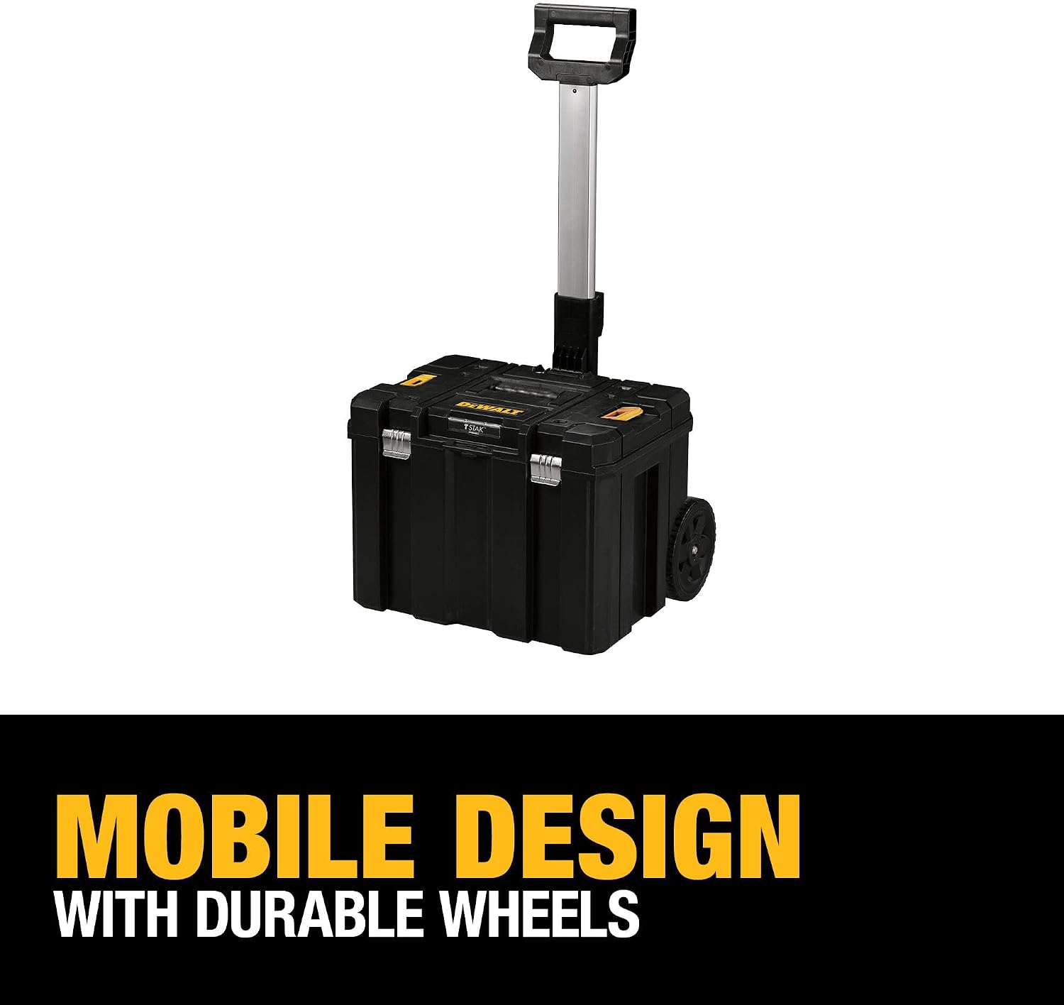 DEWALT Tool Box with Wheels Modular, Large Rolling Tool Box With Telescopic Handle, Portable Carrier Deep Stackable TSTAK Storage (DWST17820) - Image 4