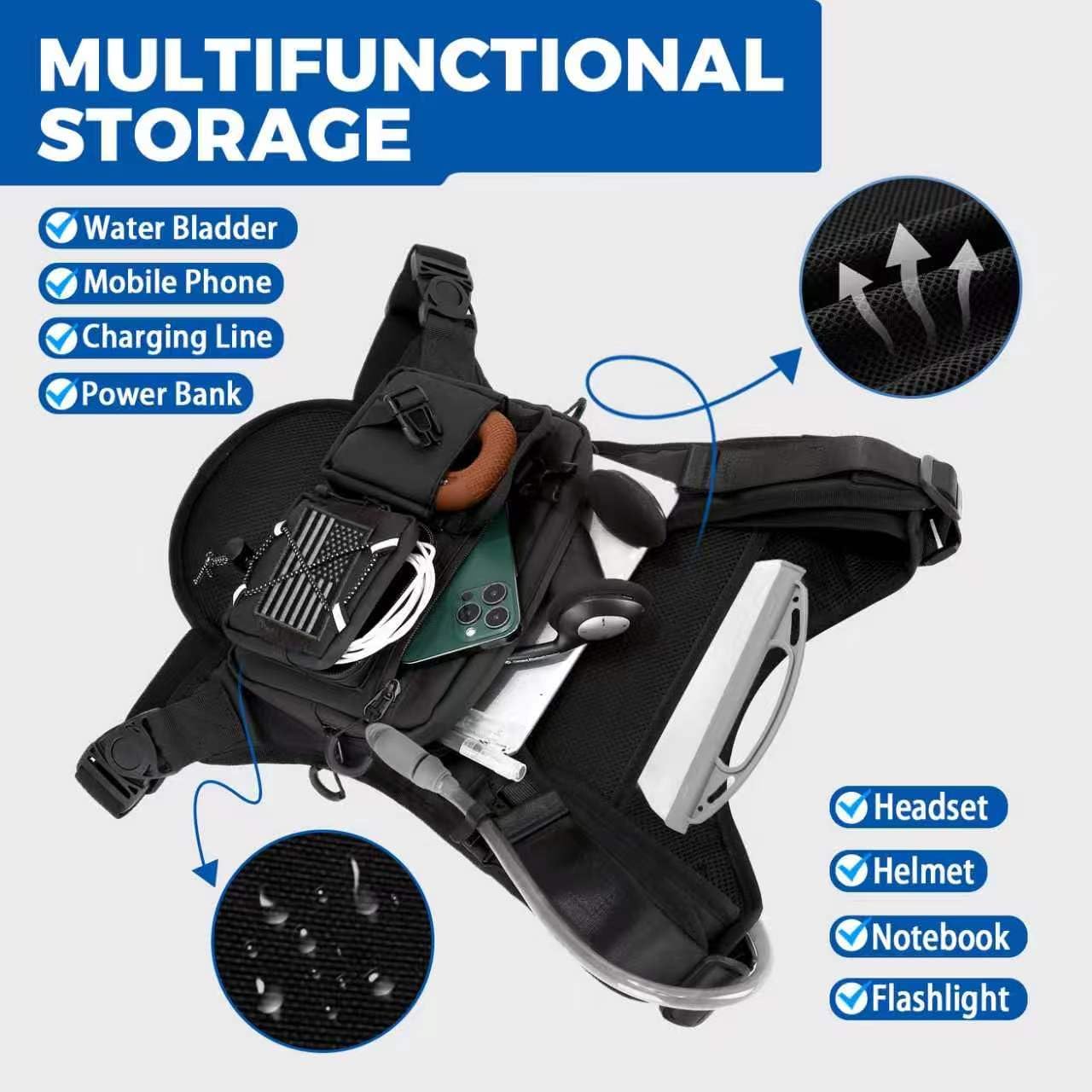 Criuage USA Patent Running Hydration Vest Backpack, Lightweight Chest Pack with 2.0L Water Bladder Bag Daypack for Hiking Running Cycling Race Marathon for Women Men - Image 4