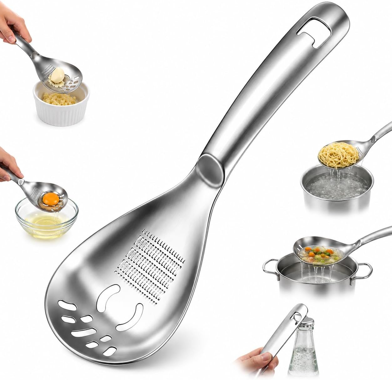 5 in 1 Multifunctional Cooking Spoon, 304 Stainless Steel Spoon，#A