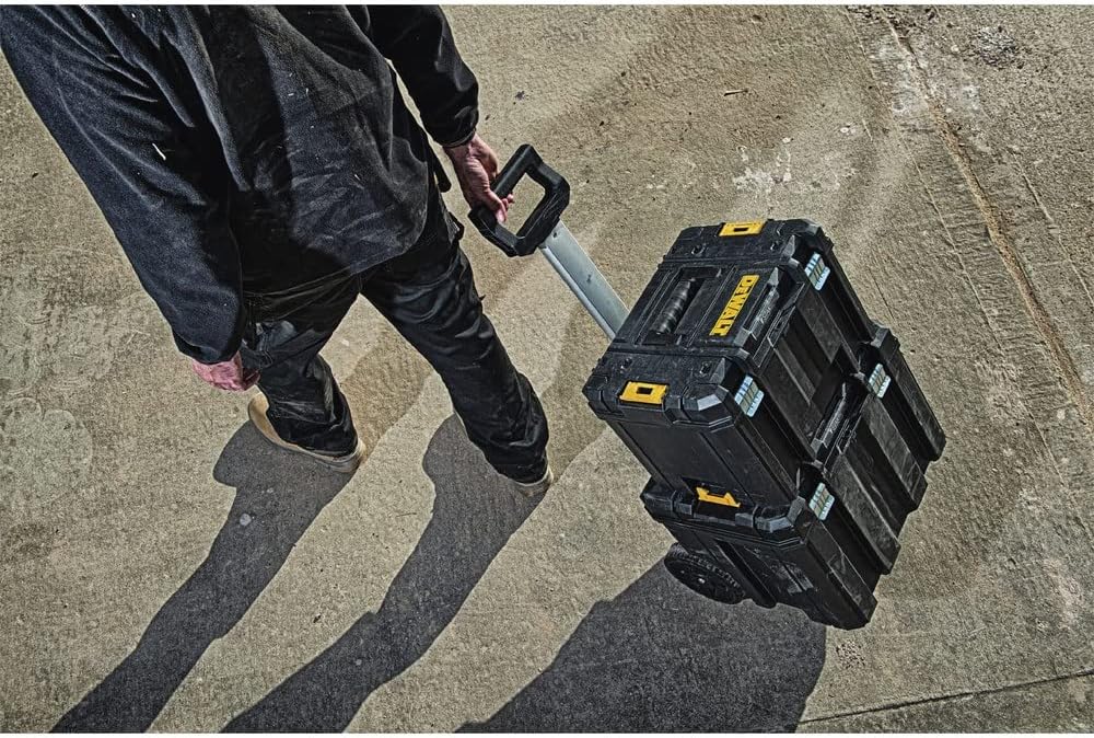 DEWALT Tool Box with Wheels Modular, Large Rolling Tool Box With Telescopic Handle, Portable Carrier Deep Stackable TSTAK Storage (DWST17820) - Image 2