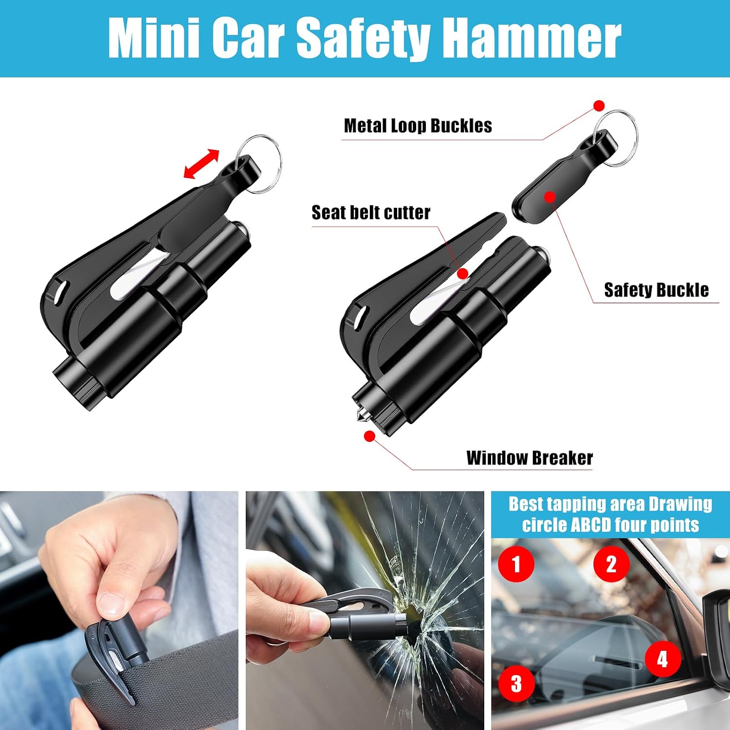 Car Roadside Emergency Kit, Portable Car Safety Kit Car Kits for Emergency, Black - Image 5