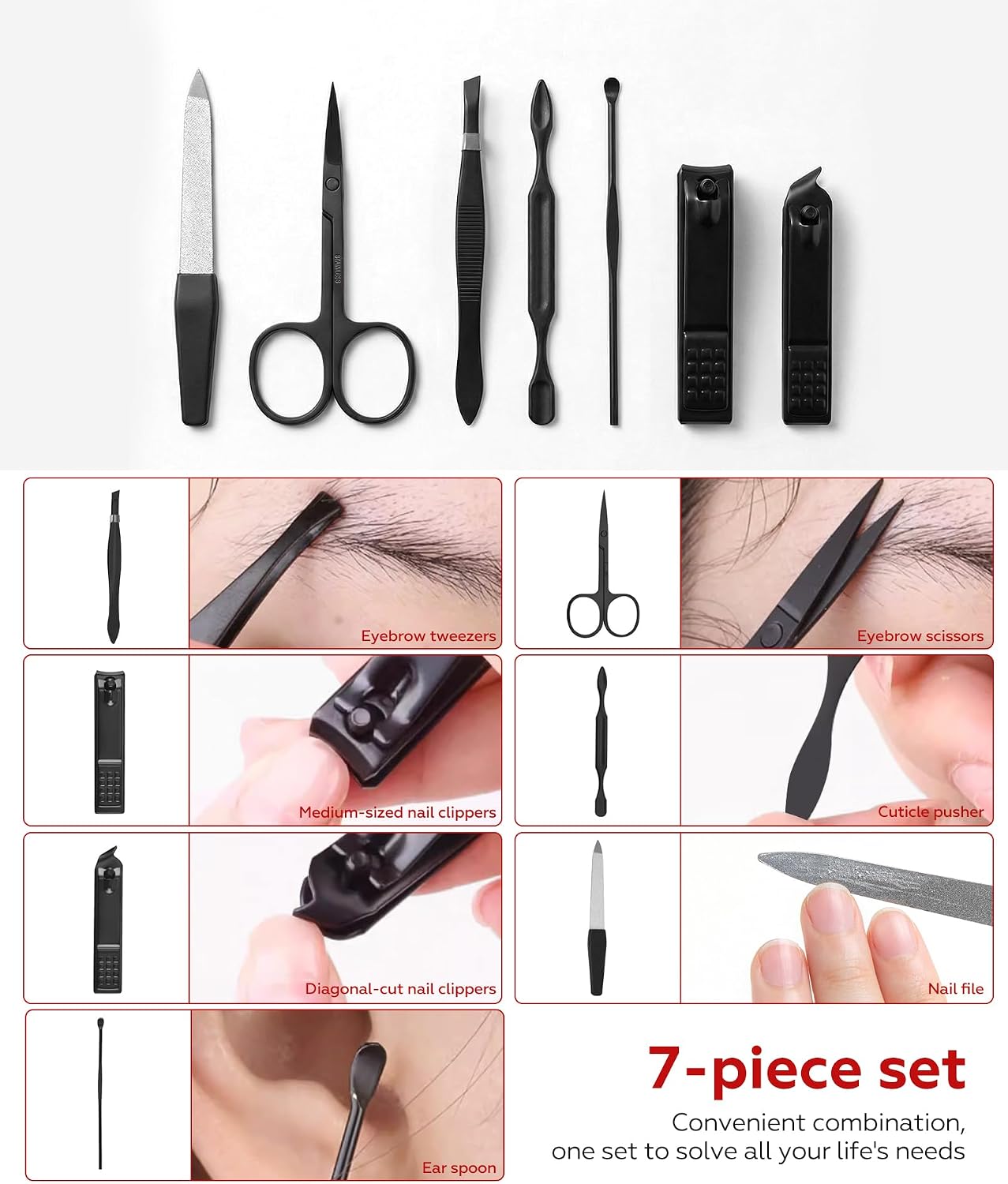 Stocking Stuffers Gift for Men Dad, Manicure Set Nail Clippers Grooming Kit with Travel Case, Personal Care Tools Birthday Gifts for Men Women - Image 3