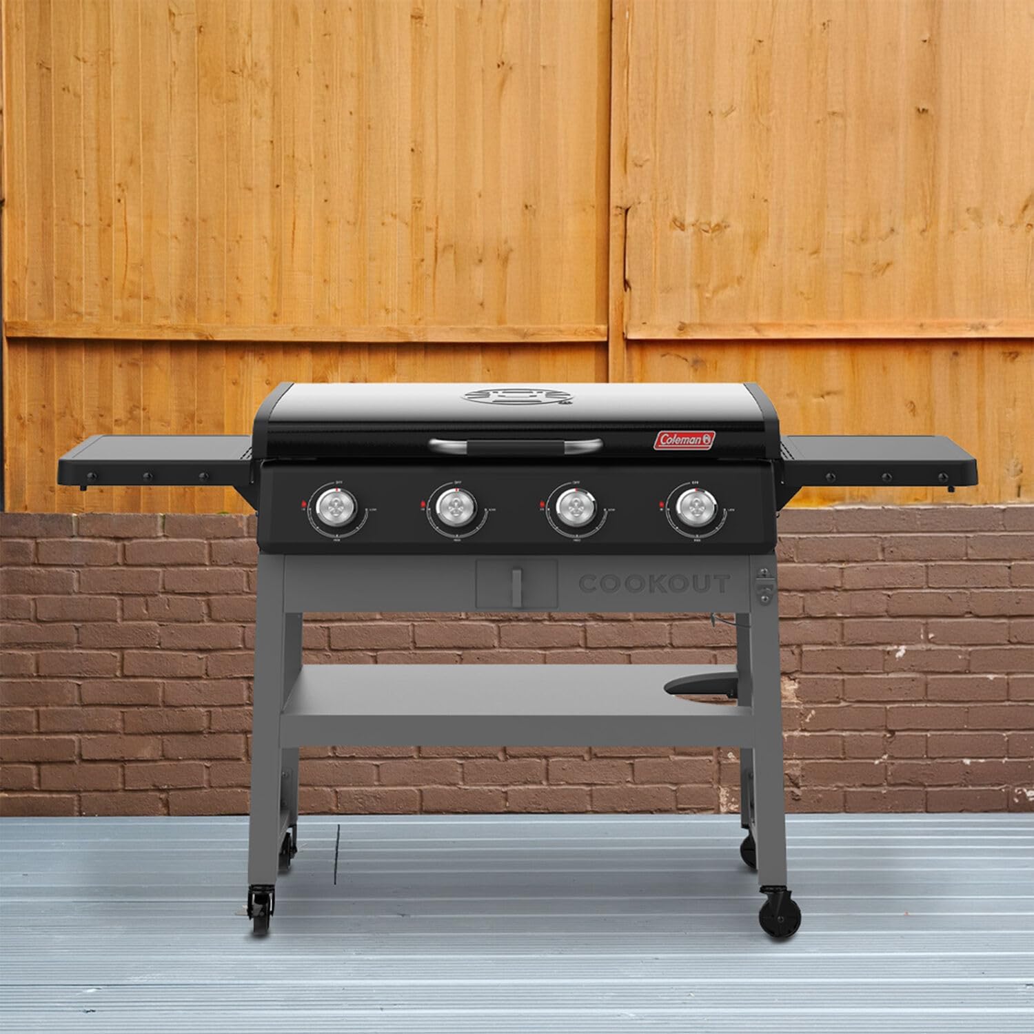Coleman CO-550GG, Cookout 4-Burner Propane Gas Griddle with Lid, 50,000 BTU Flat Top Grill, 720 sq in Cooking Surface, Outdoor LP Griddle Station - Image 2