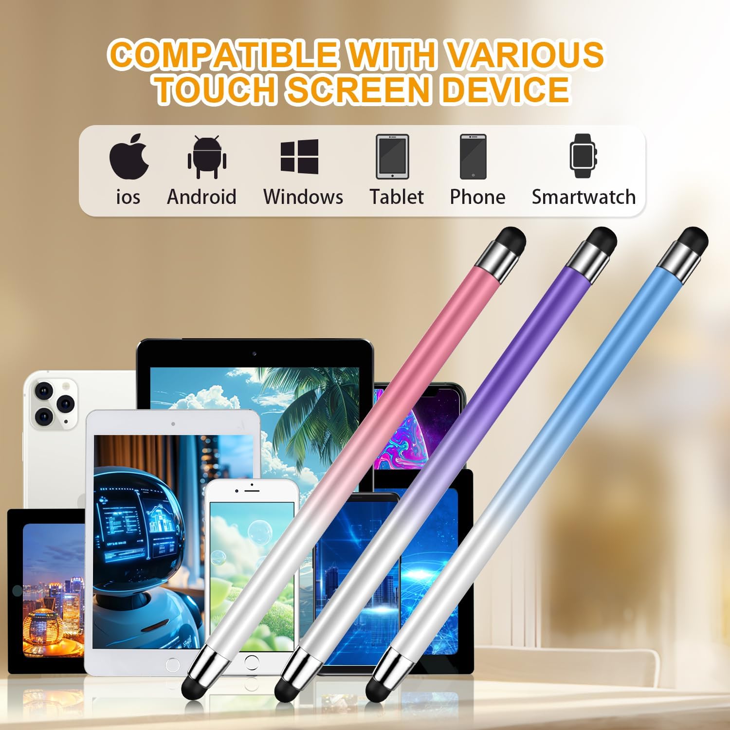 Stylus (10 Pcs), 2-in-1 Stylus Pen for Touch Screen, High Precision and Sensitivity, Suitable for iPad/iPhone/Samsung/Android Smartphone and Tablets, Compatible with All Touch Screen - Image 7