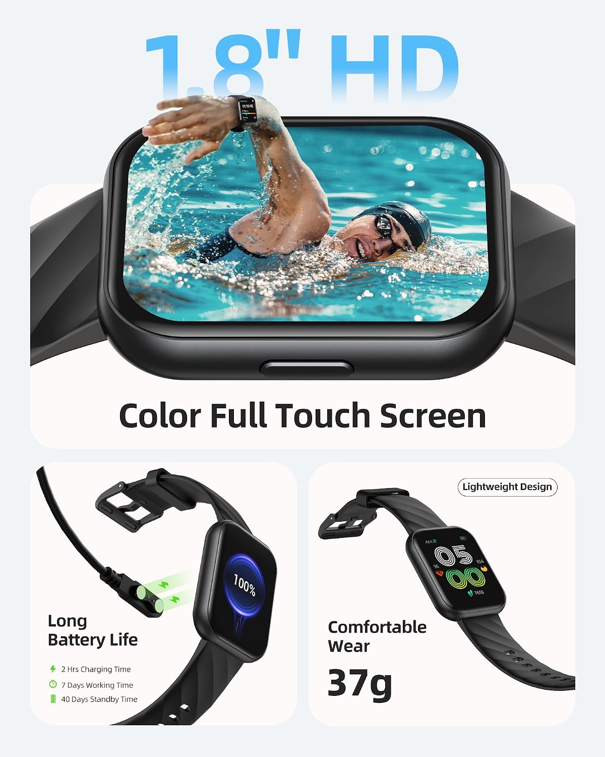 Parsonver Smart Watch, 5ATM Waterproof Watch for Swimming, 110+ Sport Modes - Image 7