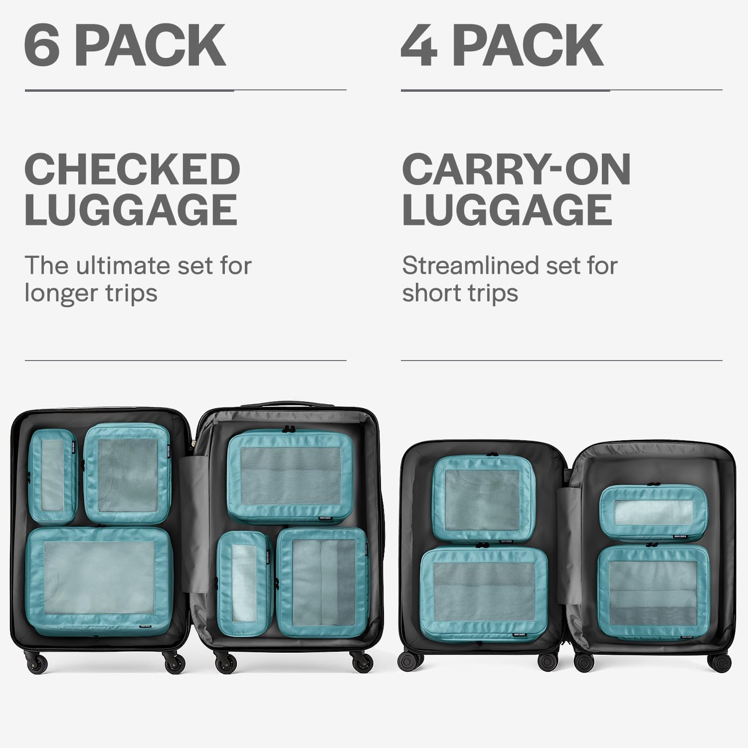 Aerotrunk Compression Packing Cubes for Travel, 6-Pack, Teal - Image 4