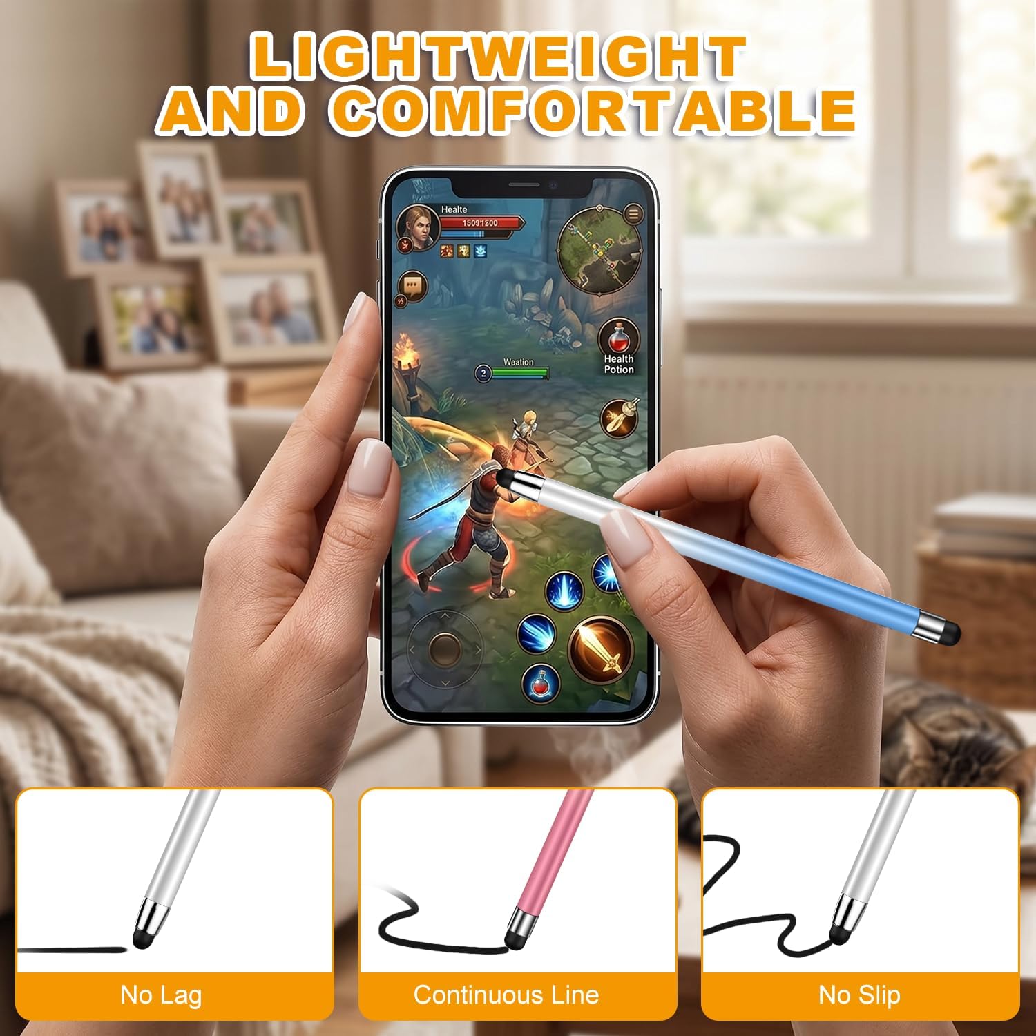 Stylus (10 Pcs), 2-in-1 Stylus Pen for Touch Screen, High Precision and Sensitivity, Suitable for iPad/iPhone/Samsung/Android Smartphone and Tablets, Compatible with All Touch Screen - Image 4
