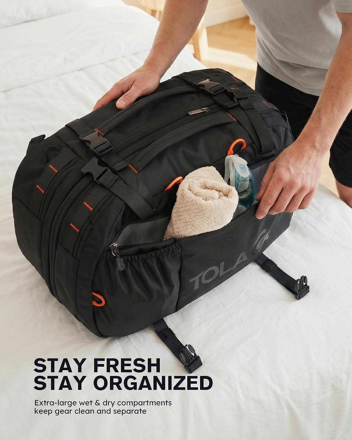 Tolaccea Travel Backpack 40-50L, 16" Laptop Carry On Duffle for Travel Work - Image 4