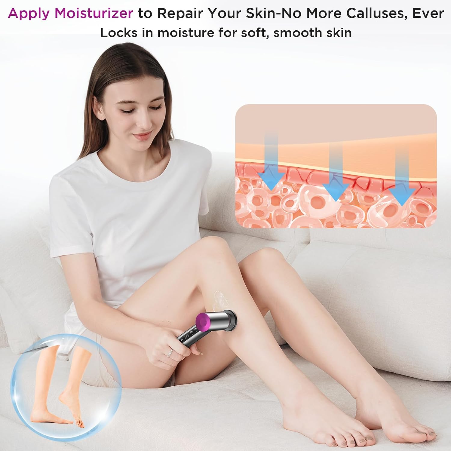 Electric Foot Callus Remover, Apply Oil,Foot File,Reusable Nano-Glass Head, Ergonomic Premium Aluminum Callus Remover for feet, Professional Foot SPA Pedicure Tool at Home - Image 5