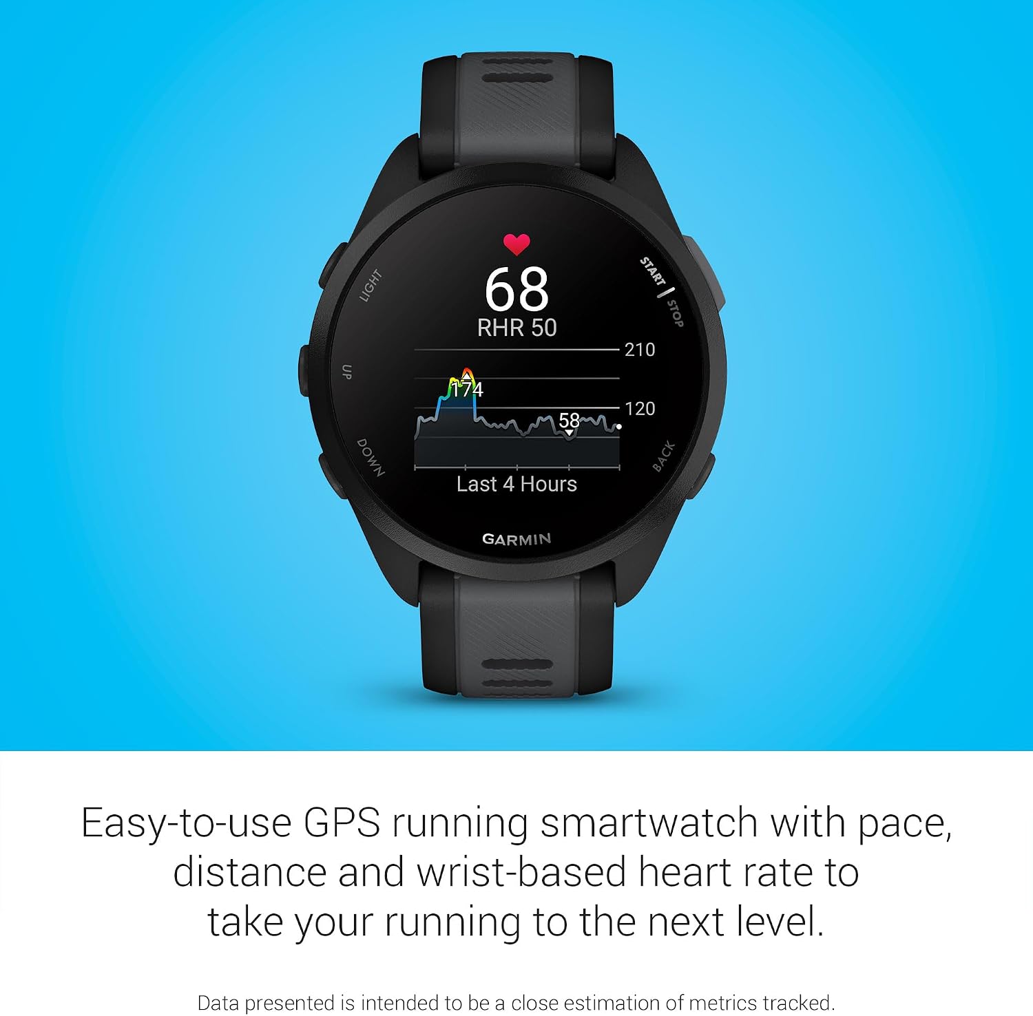 Garmin Forerunner® 165, Running Smartwatch, 43mm, Black - Image 4