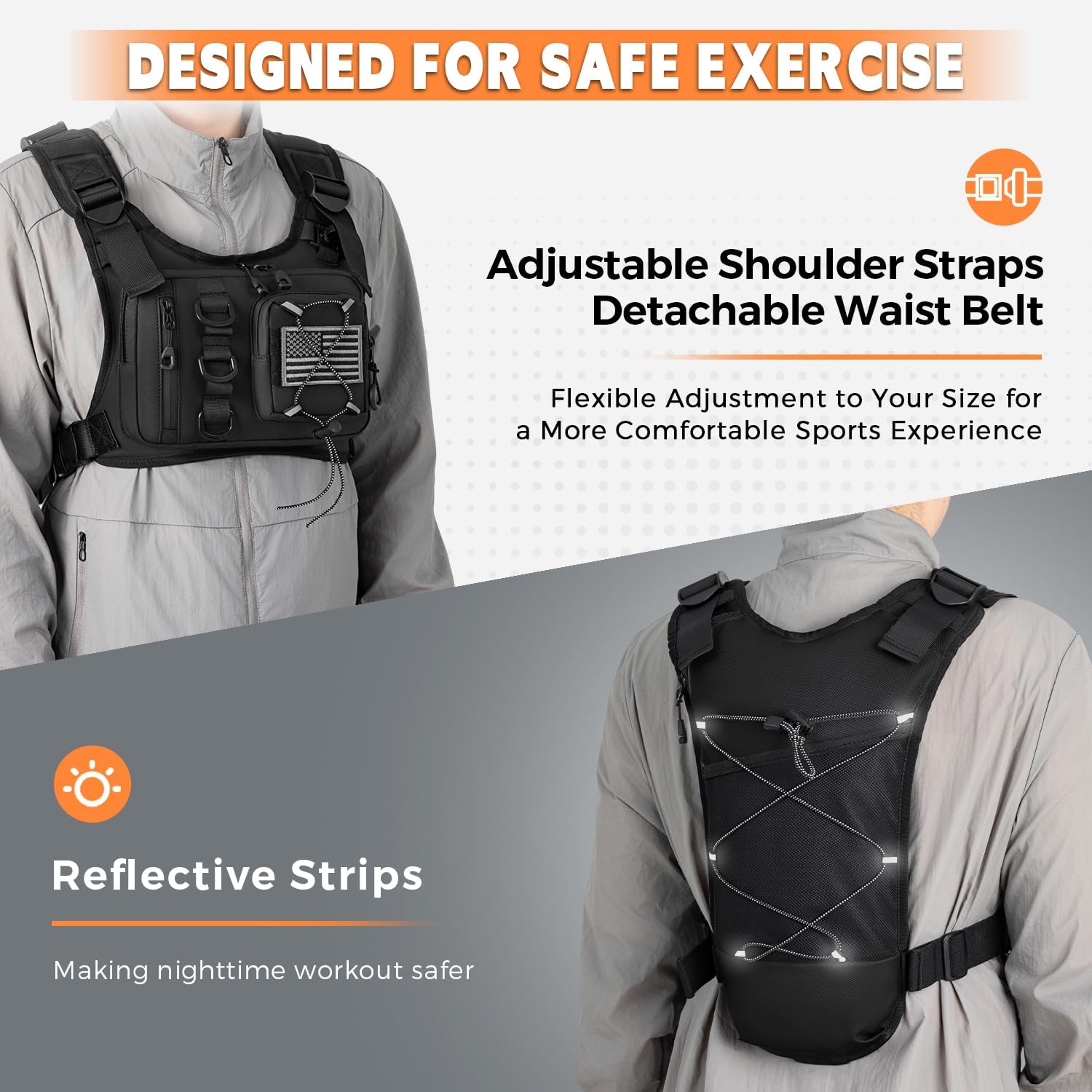 Outdoor Hydration Vest for Running & Hiking, Lightweight Breathable Water Backpack with 2.0L Bladder, Bounce-Free Chest Pack for Marathon, Cycling, Trekking for Men and Women - Image 5