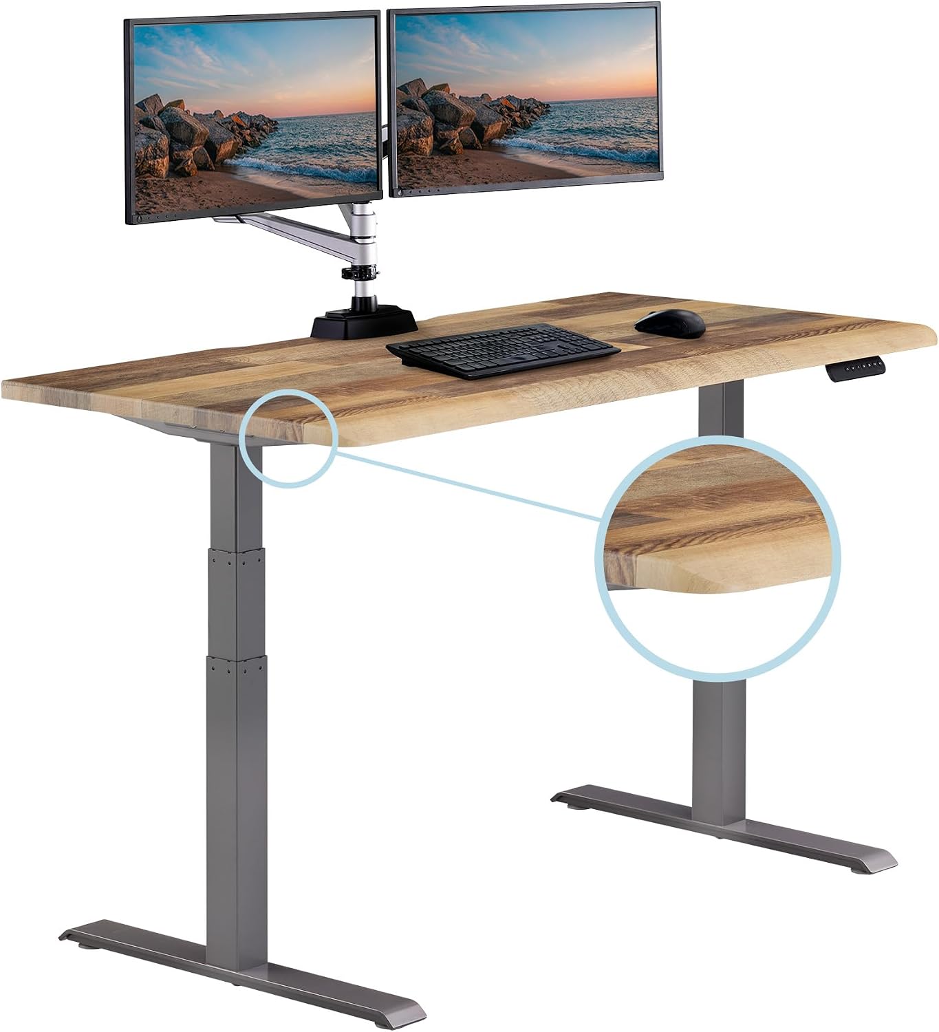 Vari ComfortEdge Electric Standing Desk – 60x30 – Reclaimed Wood/Slate