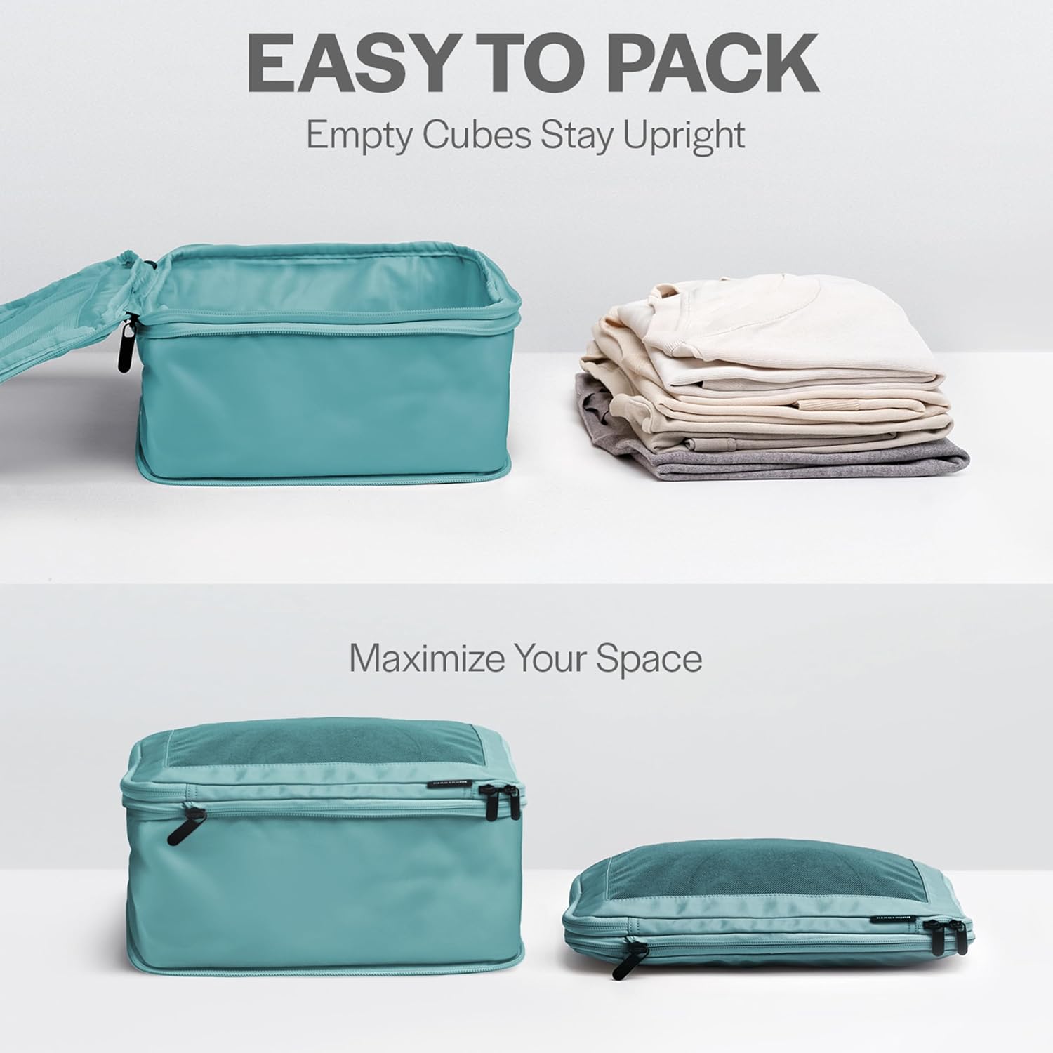 Aerotrunk Compression Packing Cubes for Travel, 6-Pack, Teal - Image 5