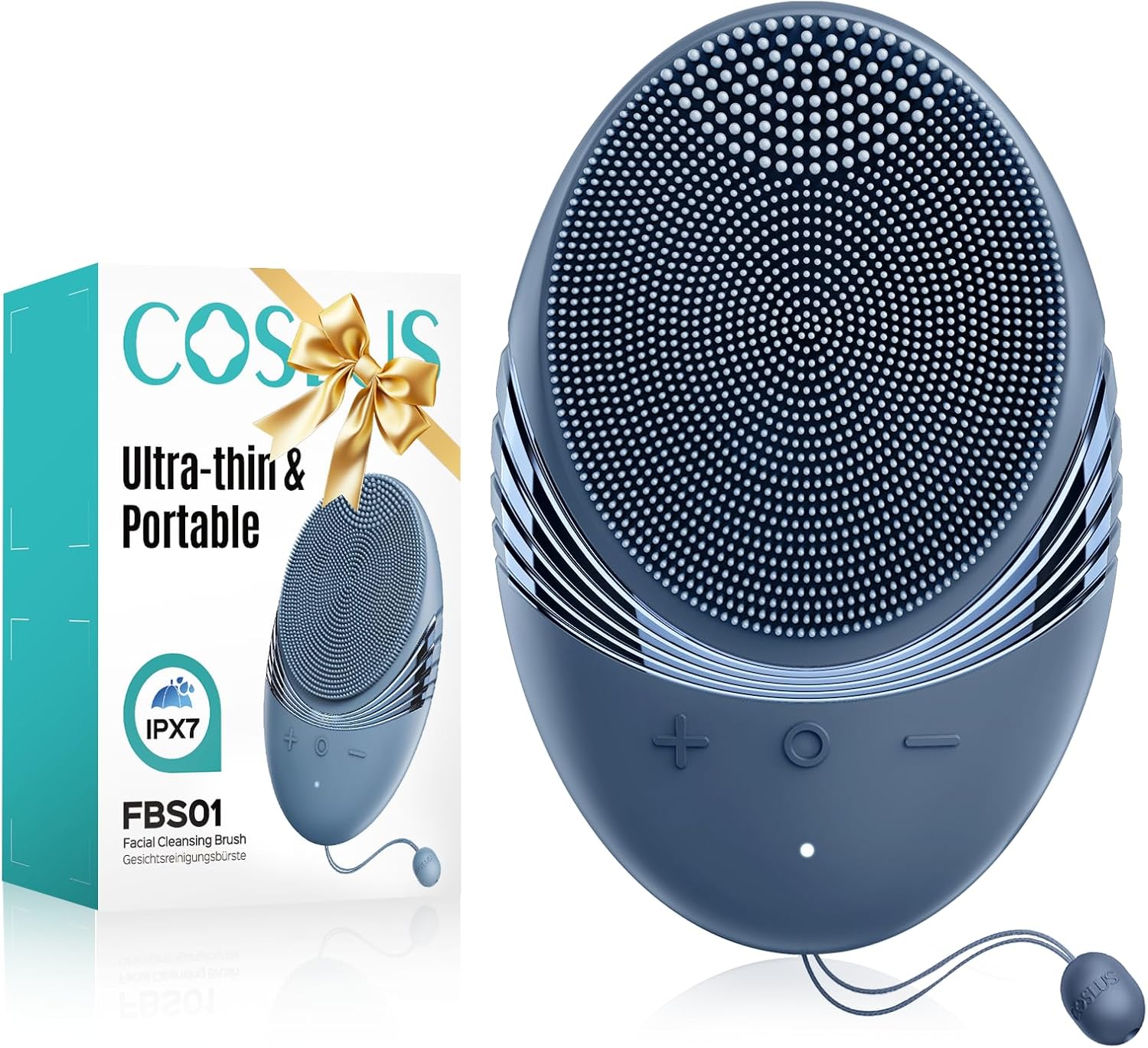 COSLUS FBS01 Facial Cleansing Brush Face Scrubber, Compact, Navy Blue