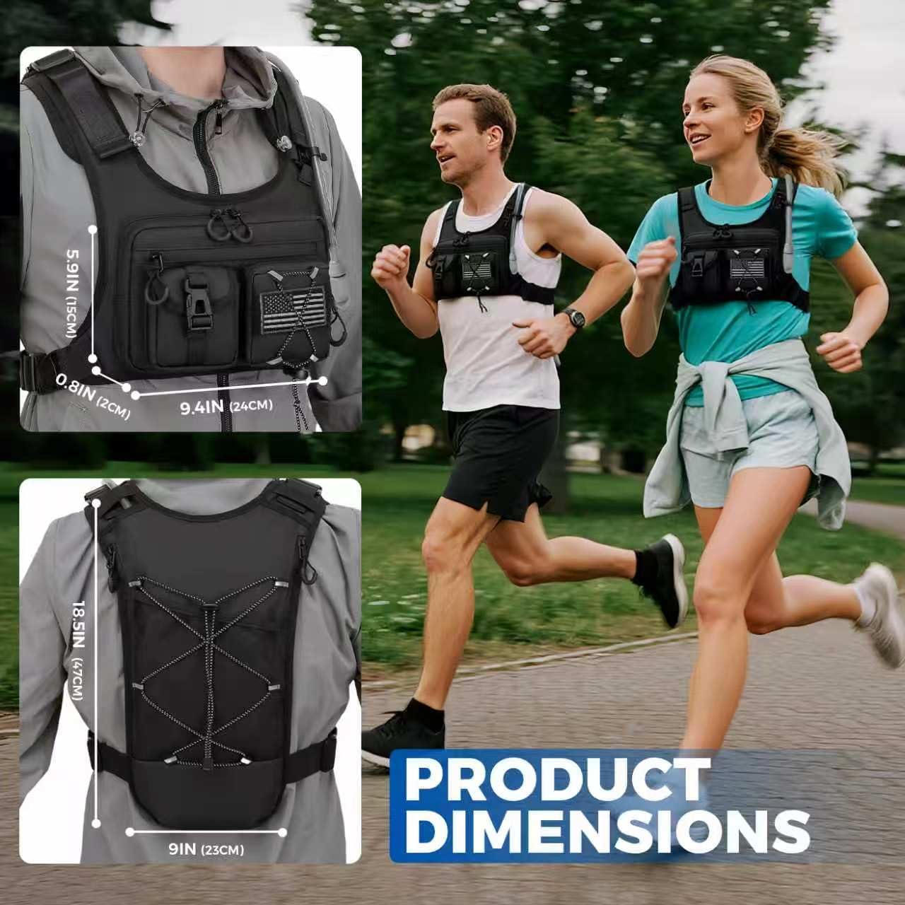 Criuage USA Patent Running Hydration Vest Backpack, Lightweight Chest Pack with 2.0L Water Bladder Bag Daypack for Hiking Running Cycling Race Marathon for Women Men - Image 6