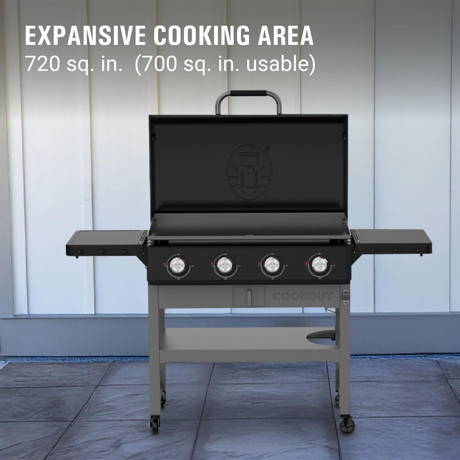 Coleman CO-550GG, Cookout 4-Burner Propane Gas Griddle with Lid, 50,000 BTU Flat Top Grill, 720 sq in Cooking Surface, Outdoor LP Griddle Station - Image 7