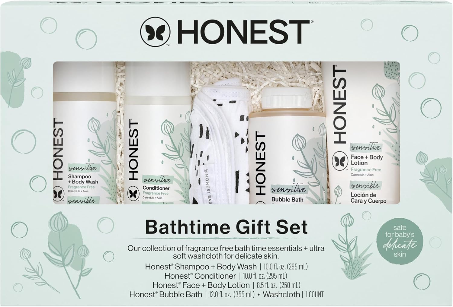 The Honest Company Bathtime Gift Set, Hypoallergenic, Fragrance-Free