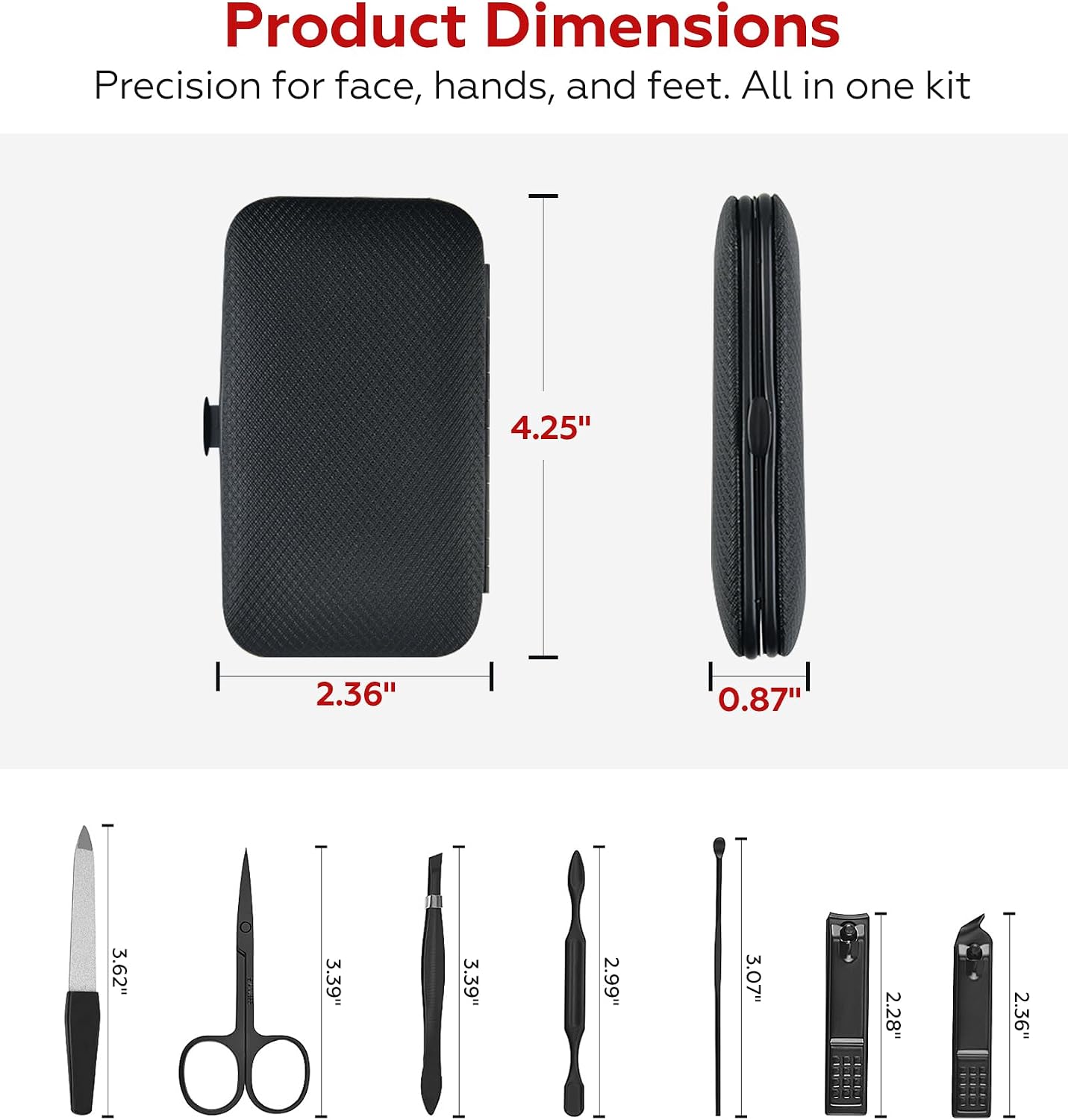 Stocking Stuffers Gift for Men Dad, Manicure Set Nail Clippers Grooming Kit with Travel Case, Personal Care Tools Birthday Gifts for Men Women - Image 2