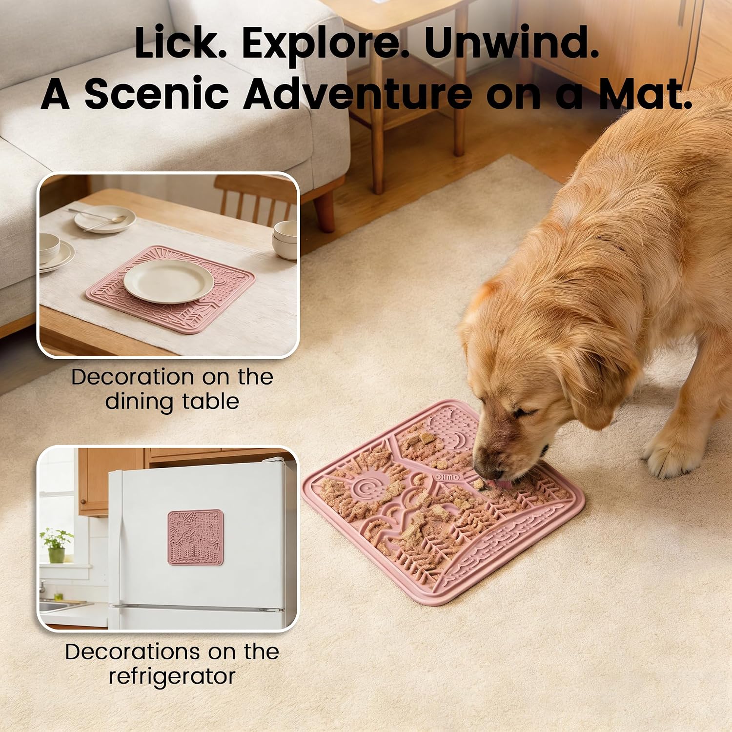 OHMO Lick Mat for Dogs and Cats Large(2 Pack) Nature Design Easy to Clean Pet Slow Feeder with Suction Cups, for Anxiety Relief and Boredom Reduction(Mars+Coral) - Image 5