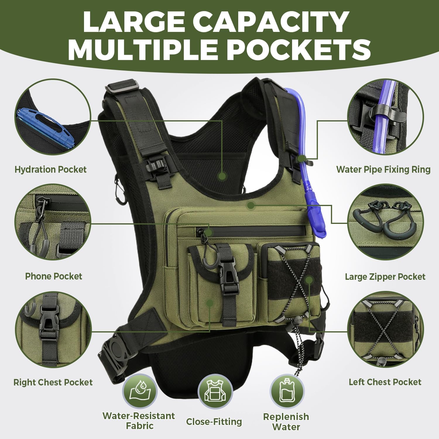Criuage USA Patent Running Hydration Vest Backpack, Lightweight Chest Pack with 2.0L Water Bladder Bag Daypack for Hiking Running Cycling Race Marathon for Women Men - Image 2