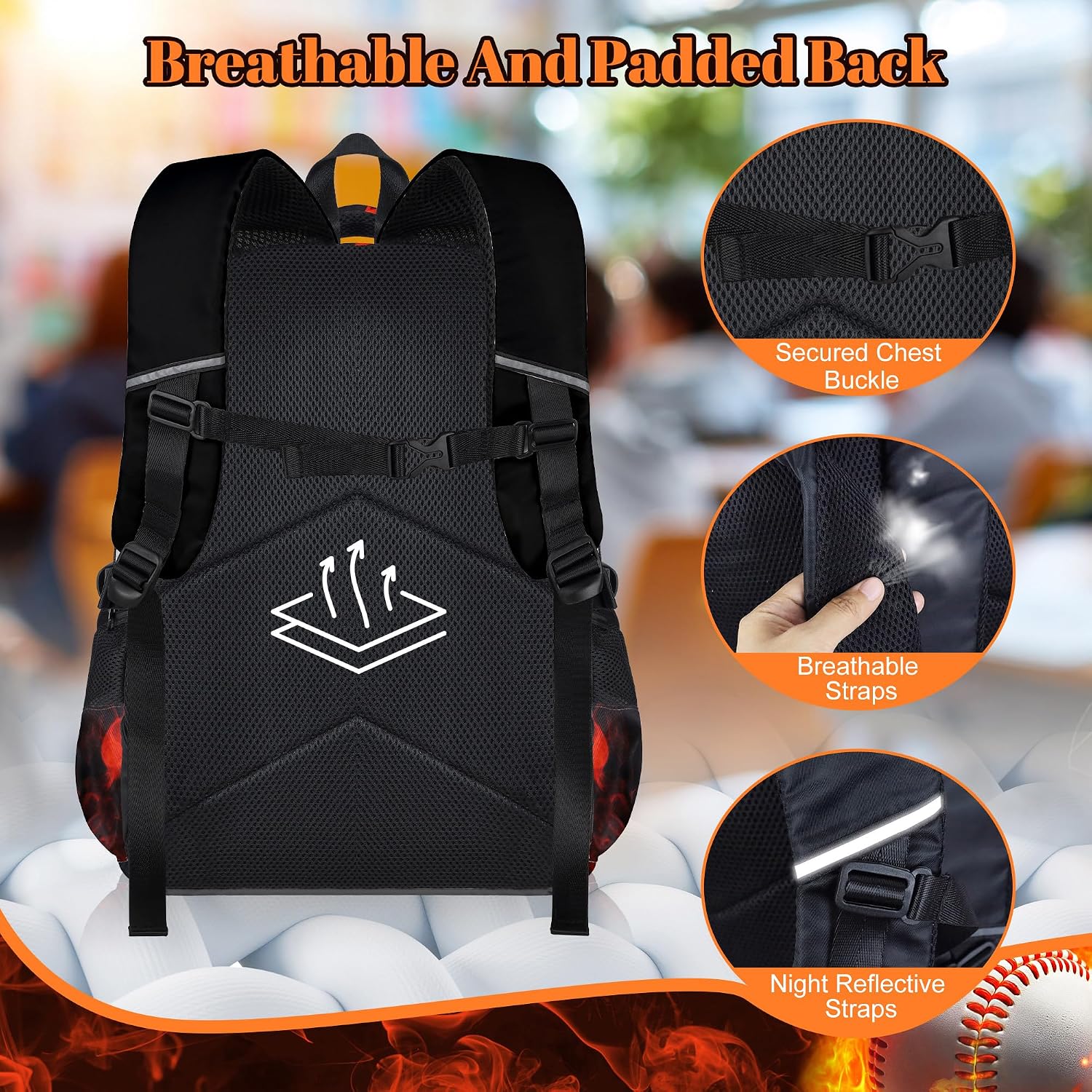 Boys Baseball Backpack with Lunch Box, Kids Backpack Set for School - Image 5