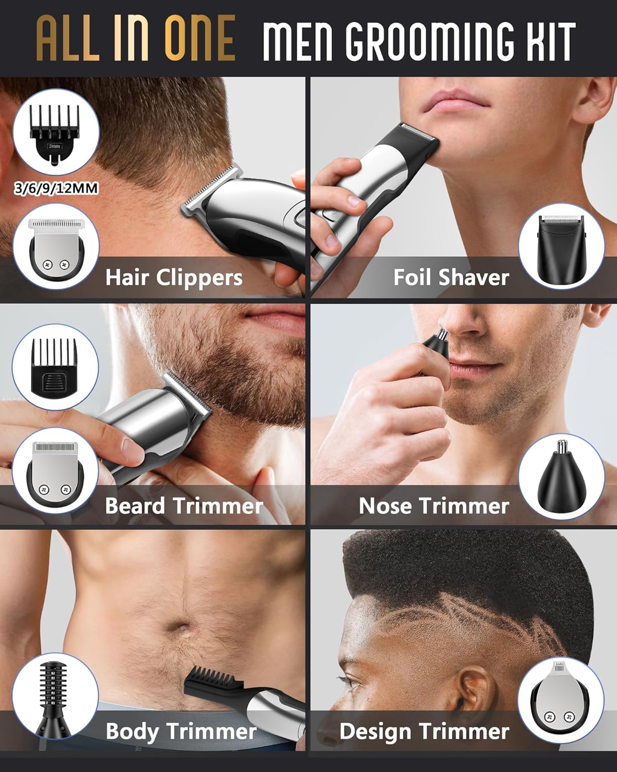 Ufree Beard Trimmer for Men, Waterproof Electric Razor, Grooming Kit - Image 2