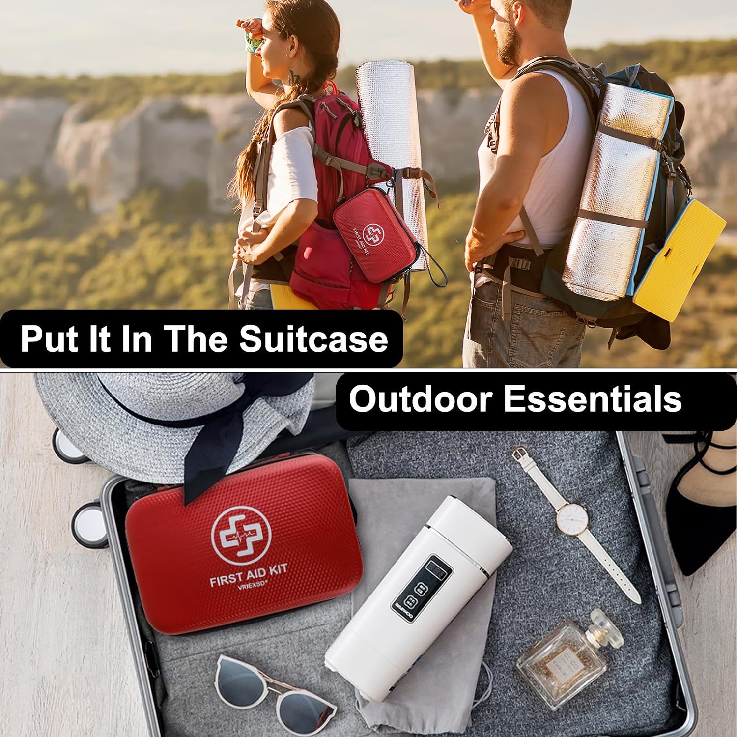 VRIEXSD Premium 320-Piece First Aid Kit, Waterproof EVA Hard Shell Case,Red - Image 6