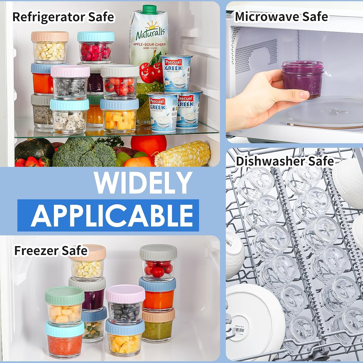 DRKIO 6 pcs Baby Food Storage Containers 4 Oz Small Glass Jars with Lids - Image 6