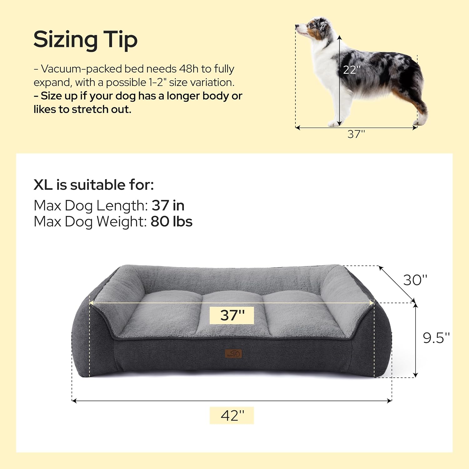 Bedsure SupportMax® Extra Thick Orthopedic XL Dog Beds Large Sized Dog - Image 6