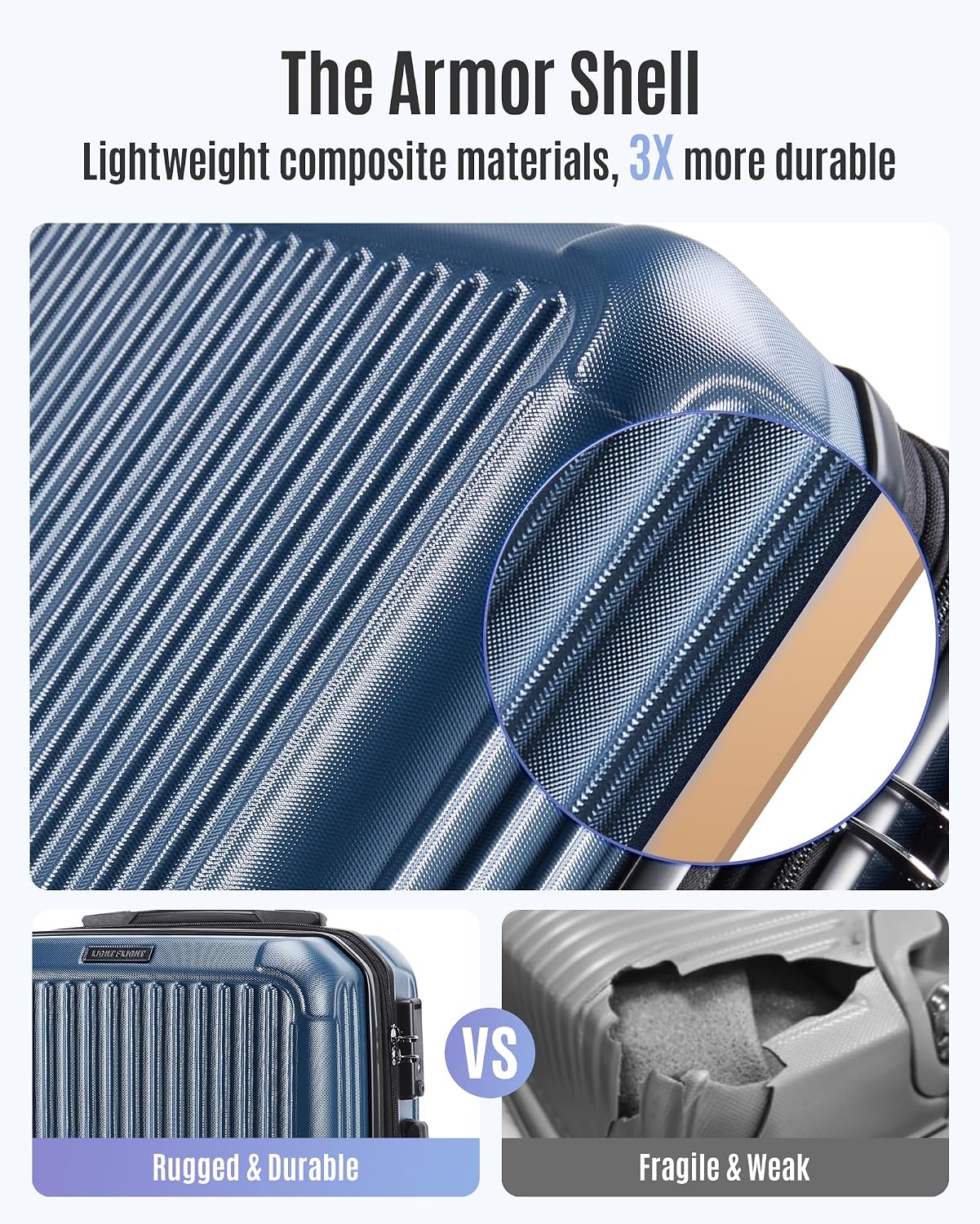 LIGHT FLIGHT 20 Inch Carry On Luggage 22x14x9 Airline Approved, Royal Blue - Image 4