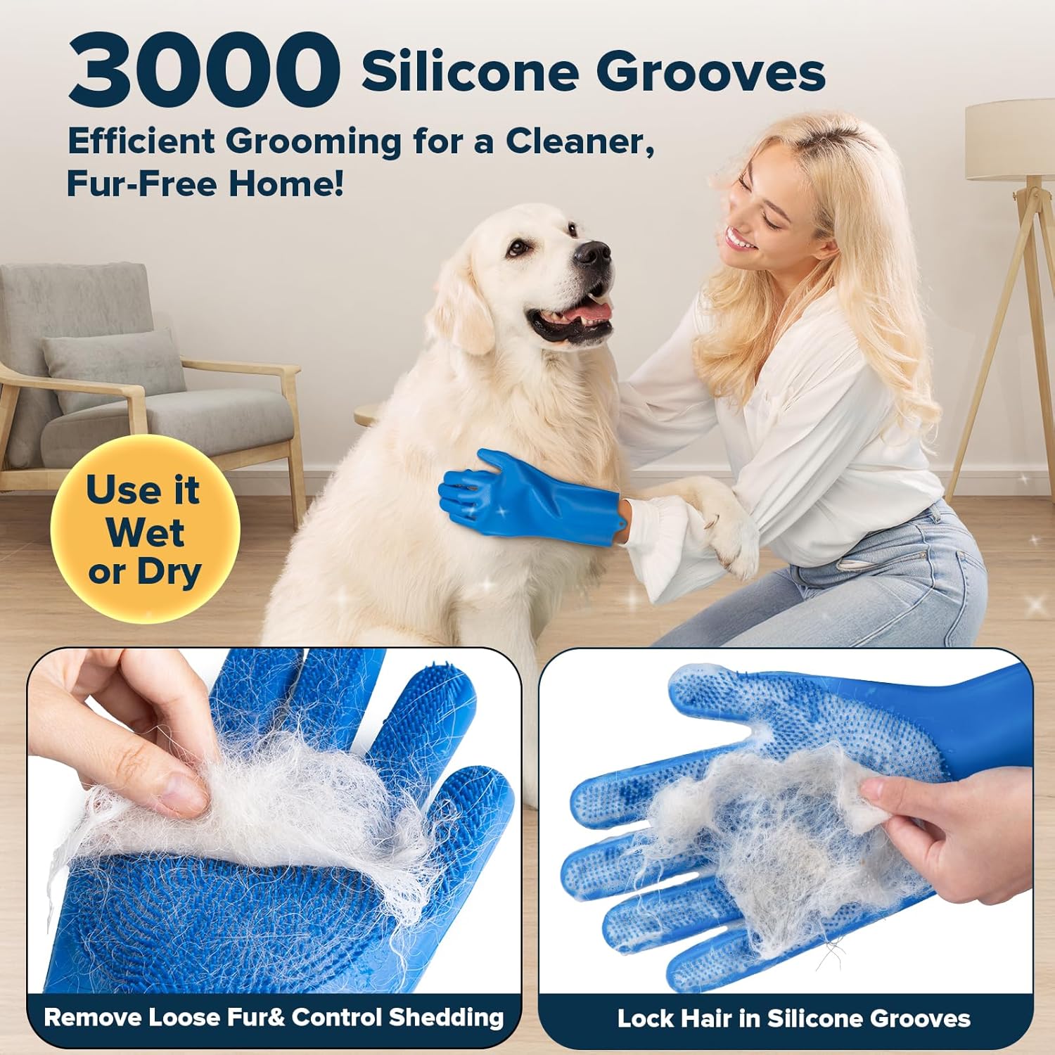 6PCS Grooming & Bath Supplies for Dogs, Cats | Dog Washing Gloves | Dog Bath Brush | Dog Shower Brush | Pet Grooming Gloves | Dog Grooming kit | Pet Supplies for Showerhead & Sprayer (Navy Blue) - Image 3