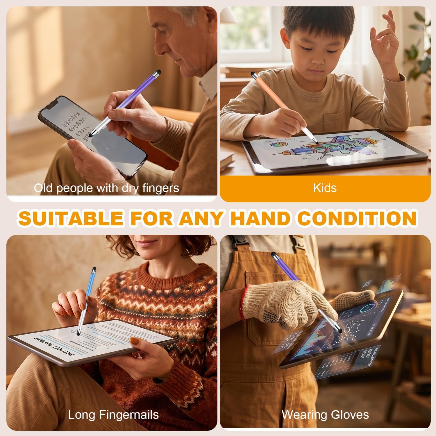 Stylus (10 Pcs), 2-in-1 Stylus Pen for Touch Screen, High Precision and Sensitivity, Suitable for iPad/iPhone/Samsung/Android Smartphone and Tablets, Compatible with All Touch Screen - Image 5