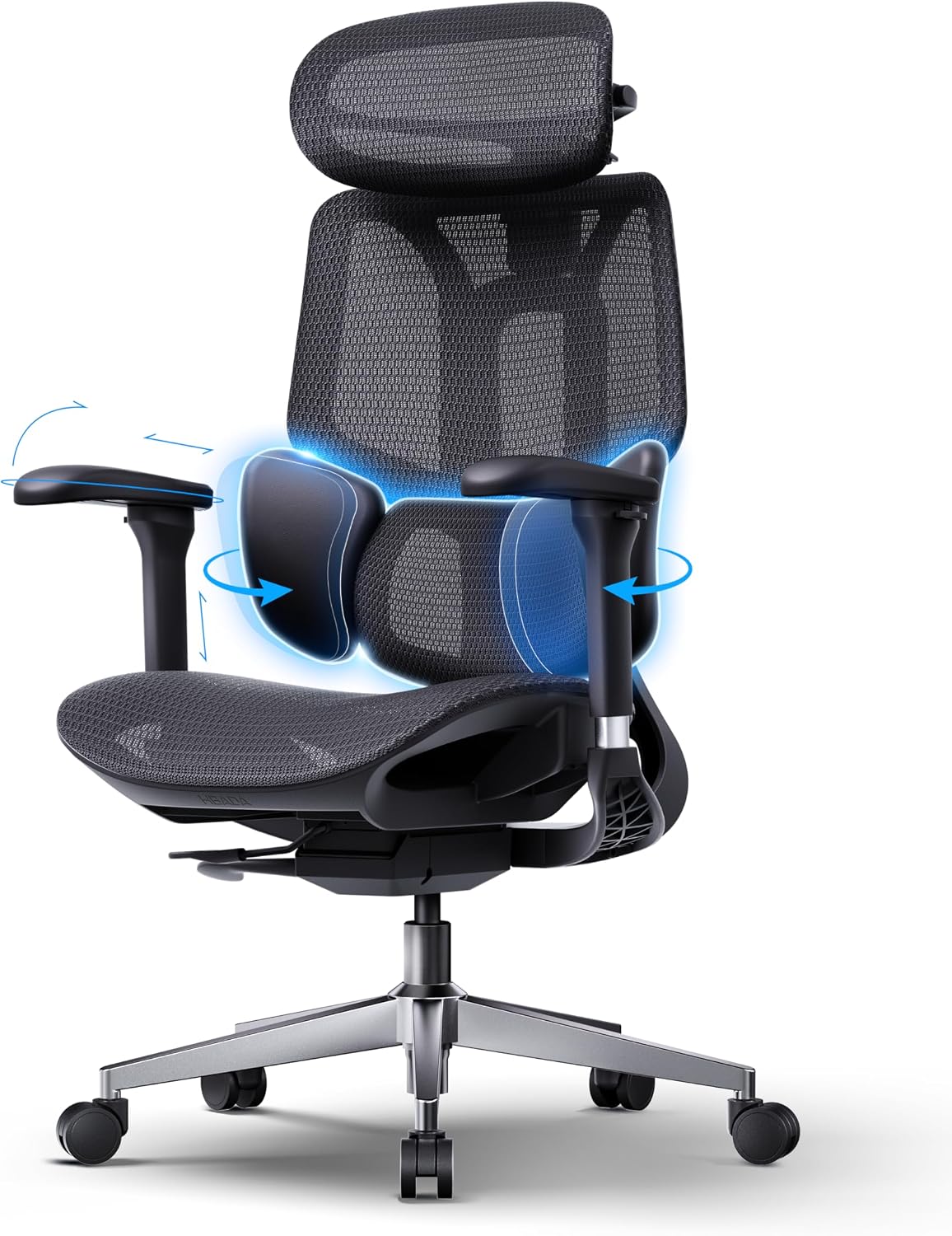Hbada E3 Air Ergonomic Office Chair, 3-Zone Lumbar Support, Comfy Home Office Chair with Auto Recline, 4D Headrest & Armrests, 140° Tilt for Work & Relax, Black