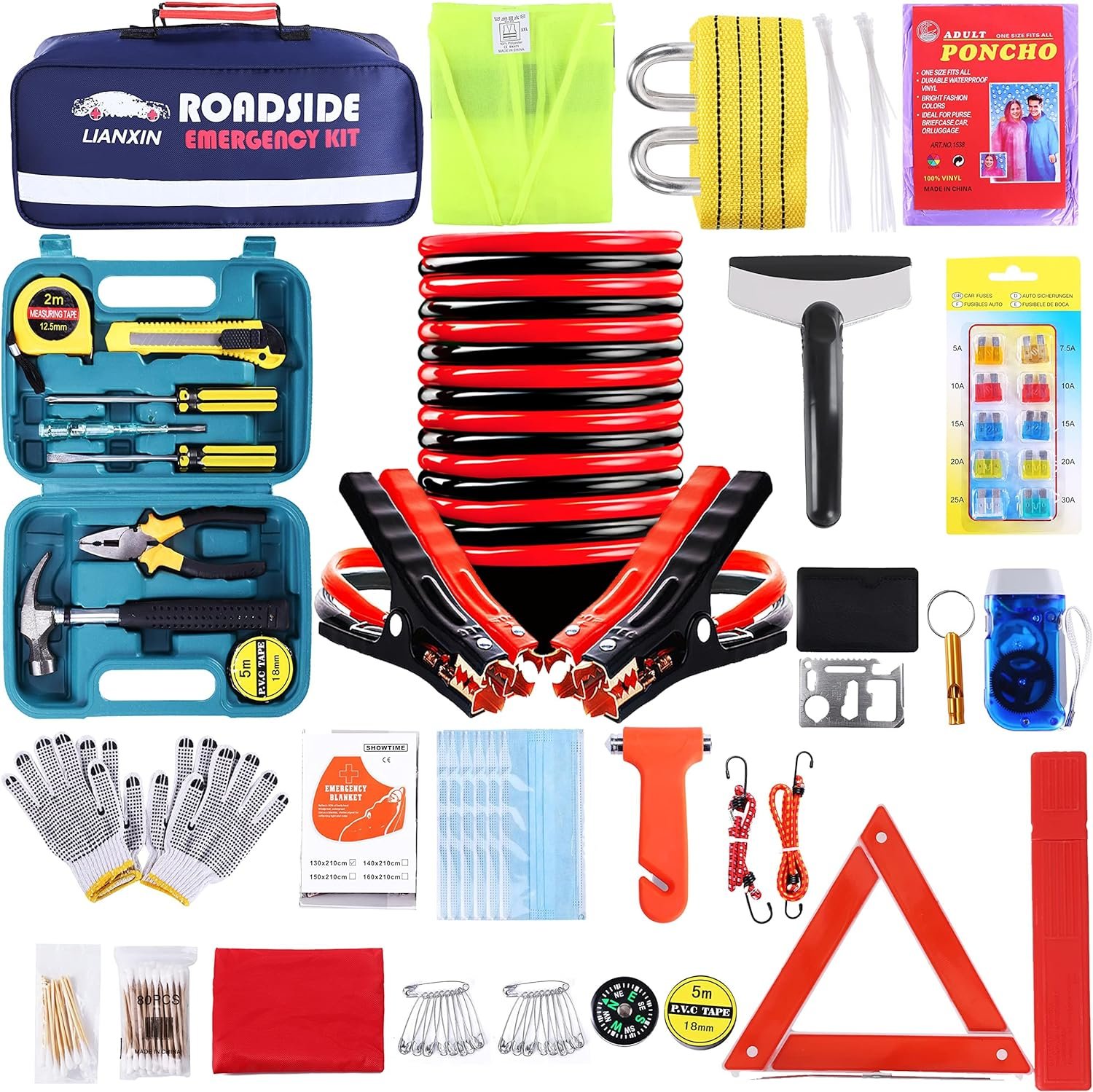 142 PCS Emergency Roadside Kit for ...